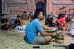 Kemenuh, Bali, Indonesia, 2019 - Balinese gong music, in a Hindu temple.
