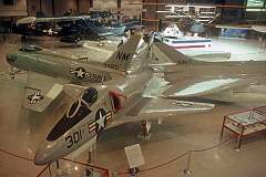 A Douglas A4D (later A-4) Skyhawk, a single seat subsonic carrier-capable attack aircraft developed for the U.S. Navy and U.S. Marine Corps in the early 1950s.