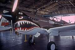 A Curtiss P-40 Warhawk, an American single-engined, single-seat, all-metal fighter and ground-attack aircraft that first flew in 1938.