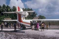 A Britten-Norman Trislander, a three-engined 18-seat commercial aircraft of Air Tungaru.