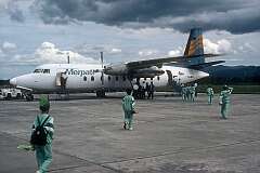 A Fokker F27 Friendship of Merpati Nusantara airlines on Pattimura International Airport, Ambon, Indonesia in 1995.