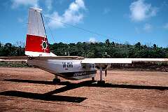 A Britten-Norman BN-2 Islander, a British light utility aircraft, capable of short takeoff and landing (STOL) operations.