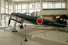 A Mitsubishi Type 0 (Zero) carrier-based fighter displayed at Yasukuni Shrine's museum, in Chiyoda, Tokyo, Japan.