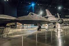 A Lockheed SR-71A, unofficially known as the "Blackbird", a long-range, advanced, strategic reconnaissance aircraft.