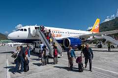 An Airbus A319 of Drukair - Royal Bhutan Airlines, at Paro International Airport, Bhutan in 2023.