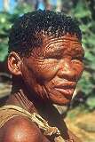 Tsesane, Kweneng, Botswana, 1975 - An elderly Mosarwa lady (San, Bushman).