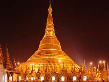 Yangon, Myanmar, 2007 - Shwedagon Paya, wonderfully illuminated at night.