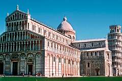 Pisa, Toscana, Italy, 1994 - The Romanesque Duomo, dating to 1064 and the Campanile (the leaning bell tower), dating from 1173.