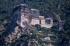 Athos, Greece, 2015 - The Simonopetra Monastery, rising seven stories high, at an elevation of 230 metres. It was founded in the mid-14th century, expanded and many times rebuilt.