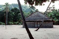 Matautu, Temotu, Solomon Islands, 1983 - Traditional thatched church on remote Polynesian Tikopia island, east Solomons.