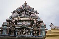Chennai, Tamil Nadu, India, 2003 - Sculptures on one of the pavilions at the Kapaleeshwarar Temple in Mylapore.