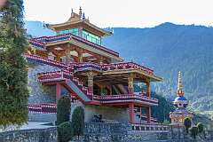 Dirang, Arunachal Pradesh, India, 2023 - The Thupsung Dhargye Ling Buddhist Monastery, overlooking the town.