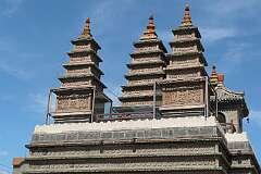 Hohhot, Inner Mongolia, China, 2011 - The five pagodas of the Indian-style Buddhist Wuta (Five-Pagoda) Temple, built in 1727.