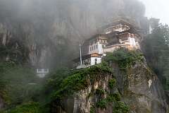 Paro, Bhutan, 2023 - Taktsang Palphug Monastery or Tiger's Nest, a sacred Vajrayana Himalayan Buddhist site built in 1692, at 3,120 metres altitude.