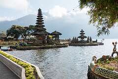Candikuning, Bali, Indonesia, 2019 - The Pura Ulun Danu Beratan, a major Hindu Shaivite water temple complex on the shores of Lake Bratan near Bedugul.