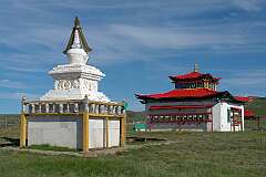 Kharkhorin, Övörkhangai, Mongolia, 2011 - A small Buddhist Monastery with its stupa.
