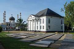 Paramaribo, Suriname, 2026 - The Ashkenazi Neveh Shalom Synagogue (1842) and the Ahmadiyya Anjuman Isha’at Islam Mosque (1984).