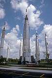 Rocket Garden display at Kennedy Space Center Visitor Complex, Cape Canaveral, the site of American space missions, 1980.