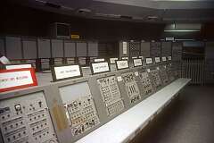 The control panel for the Gemini flights, from 1961 to 1966; at the Kennedy Space Center Visitor Complex, Cape Canaveral, Florida.
