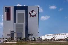 The Vehicle Assembly Building, or VAB, at NASA's Kennedy Space Center, designed to assemble large space vehicles, such as the massive Saturn V and the Space Shuttle.