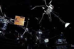 A display of various satellites in the National Air and Space Museum of the Smithsonian Institution, Washington DC.