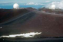 Telescopes of the Mauna Kea observatories, on the summit of the Mauna Kea volcano, Hawai'i, at an elevation of 4,207 metres above sea level.