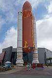The fuel tank with the rocket boosters of the Space Shuttle, at the Kennedy Space Center Visitor Complex in Cape Canaveral, Florida.