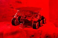 The Sojourner, the Mars Pathfinder robotic Mars rover that landed on 4 July 4, 1997 in the Ares Vallis region, and explored Mars for around three months.