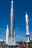 The Atlas-Agena and the Titan II  with a Gemini capsule, in the Rocket Garden display at Kennedy Space Center Visitor Complex, Cape Canaveral, Florida.