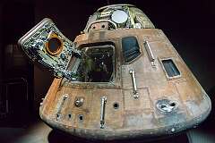 The Apollo 14 capsule, used in the eighth manned mission in the Apollo program, and the third to land on the Moon, at Kennedy Space Center Visitor Complex.