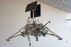 The Surveyor Lunar Lander, an engineering model, S-10, used for thermal control tests and reconfigured to represent a flight model of Surveyor 3 or later.