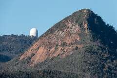 View from Pincham Road in Warrumbungle National Park near Coonabarabran in New South Wales, Australia, to the Siding Spring Observatory.