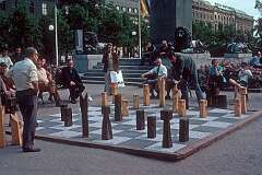 Stockholm, Sweden, 1973 - Playing chess in the park Kungsträdgården.