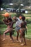 Tari, Hela, Papua New Guinea, 1979 - Boys playing football at the mission school.