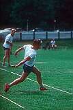 Franeker, Fryslân, Netherlands, 1982 - “Kaatsen”, the Frisian national sport, on the “Tsjûkelân” Kaatsveld.