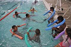 Gordonvale, Queensland, Australia, 2010 - Djarragun College students in the swimming pool.