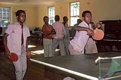 Nhlangano, Shiselweni, Eswatini, 1974 - Table tennis in Evelyn Baring High School.
