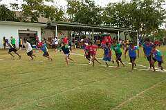 Gordonvale, Queensland, Australia, 2007 - Boys from Djarragun College start a race during the Sports and Athletics Day.