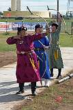 Choibalsan, Dornod, Mongolia, 2011 - Mongolian archery at the Naadam Festival.