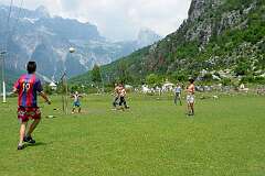 Theth, Malësi e Madhe, Albania, 2009 - Playing football in a north Albanian mountain village.