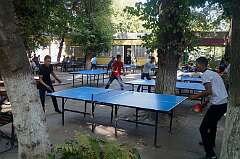 Osh, Kyrgyzstan, 2017 - Playing table tennis in Park Navoi.