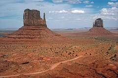 Monument Valley, Utah, SA - West Mitten Butte and East Mitten Butte, in Monument Valley, on the Arizona-Utah state border.