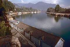 Srinagar, Kashmir, India - Houseboats along the Jhelum River.