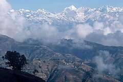 Dhulikhel, Kavrepalanchowk, Nepal - The Himalaya, with Mount Everest, from Dhulikhel, at 1550 metres above sea level.