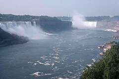 Niagara Falls, Ontario, Canada - View to Rainbow Falls and Horseshoe Falls.