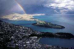 Queenstown, South Island, New Zealand - View to Queenstown, on Lake Wakatipu, in the Southern Lakes district.