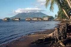 Lewoleba, Nusa Tenggara Timur, Indonesia - View to the Ile Ape volcano from Lewoleba, on Lembata island.