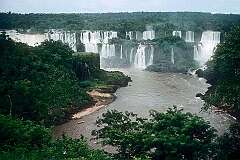 Foz do Iguaçu, Paraná, Brazil - View to the Isla San Martin on the Argentine side of  Iguaçu Falls.