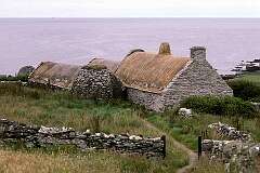 Dunrossness, Shetland, Scotland - The Croft House Museum, near the southern tip of the Shetland Islands.