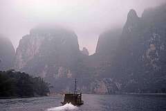 Yangshuo, Guangxi, China - Karst limestone hills along the Li Jiang river.
